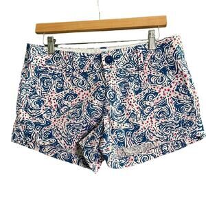 Lilly Pulitzer The Walsh Shorts Size 6 Pink Blue White Starfish Print Preppy